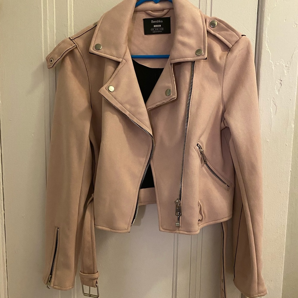 Bershka Blush Faux Suede Jacket Small